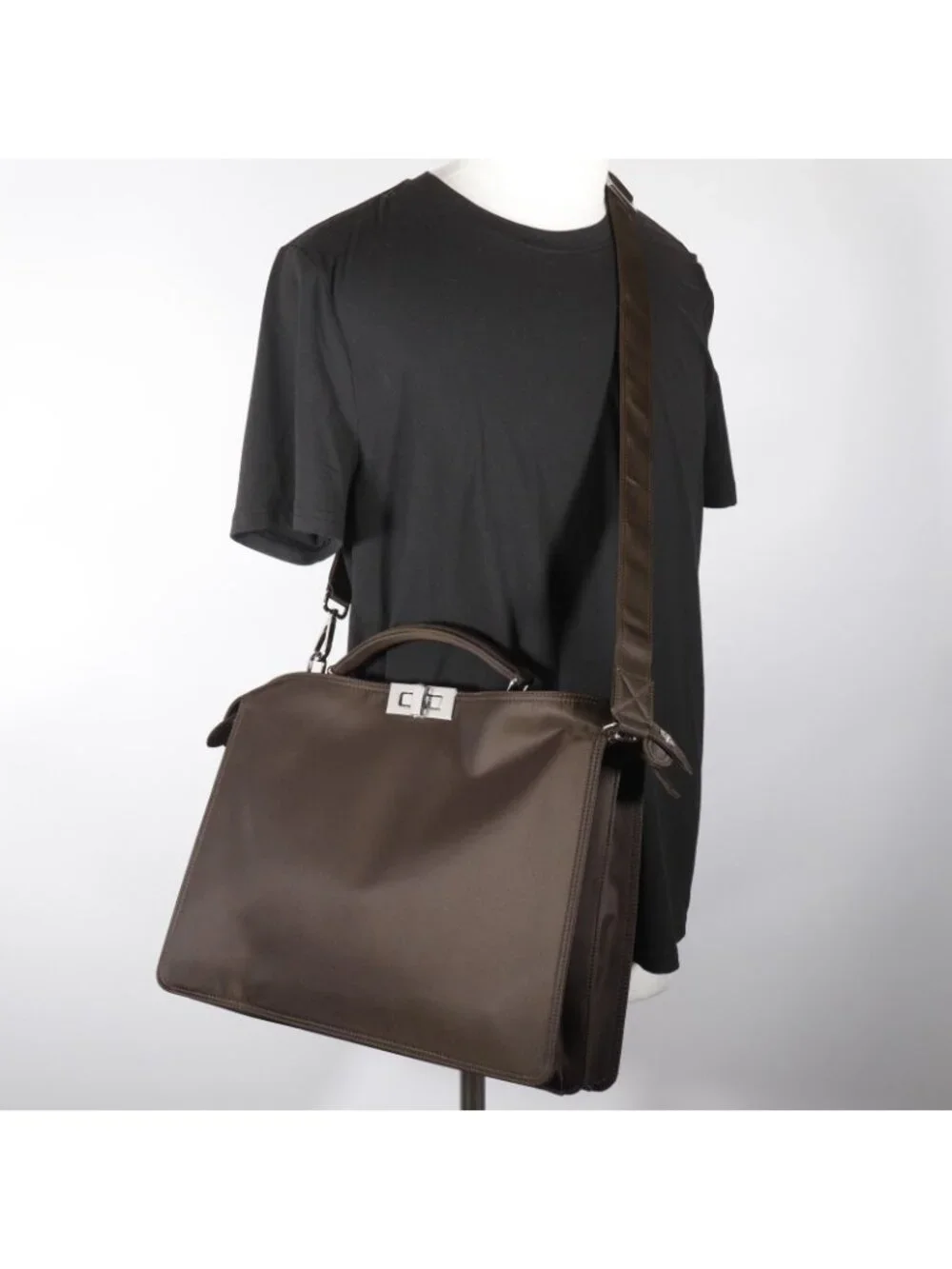 Fendi Peekaboo Ic You 2-Way Shoulder Nylon Brown Business